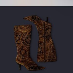 Vintage Paisley Print Dress and Funky Boot